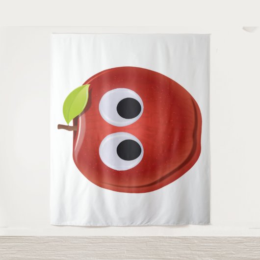 Funny Red Apple mit Googly Eyes Wandteppich (Vorderseite)