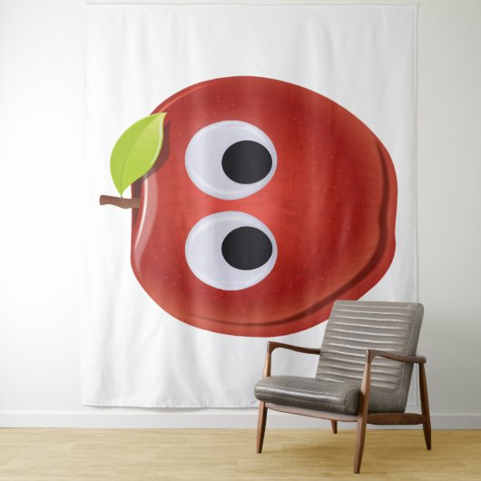 Funny Red Apple mit Googly Eyes Wandteppich (Beispiel)