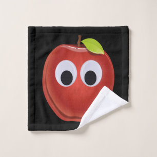 Funny Red Apple mit Googly Eyes Waschlappen