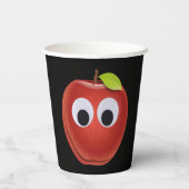 Funny Red Apple with Googly Eyes Pappbecher (Rückseite)