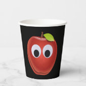 Funny Red Apple with Googly Eyes Pappbecher (Vorderseite)