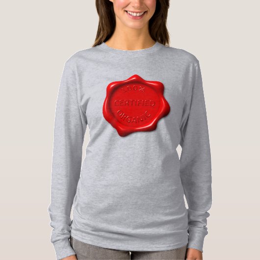 Funny Red Black Certified Bio Wax Siegel T-Shirt (Vorderseite)