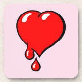 Funny Red Bleeding Herz Liberaler Pop Kunst Getränkeuntersetzer (Vorderseite)