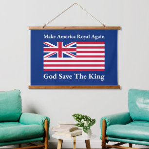 Funny Red Blue Make America Royal wieder Flagge Wandteppich Mit Holzrahmen