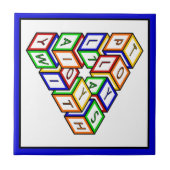 Funny Red Blue Yellow Green Toy Blocks Art Fliese (Vorderseite)