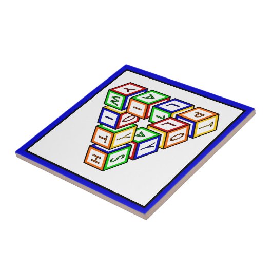 Funny Red Blue Yellow Green Toy Blocks Art Fliese (Seite)