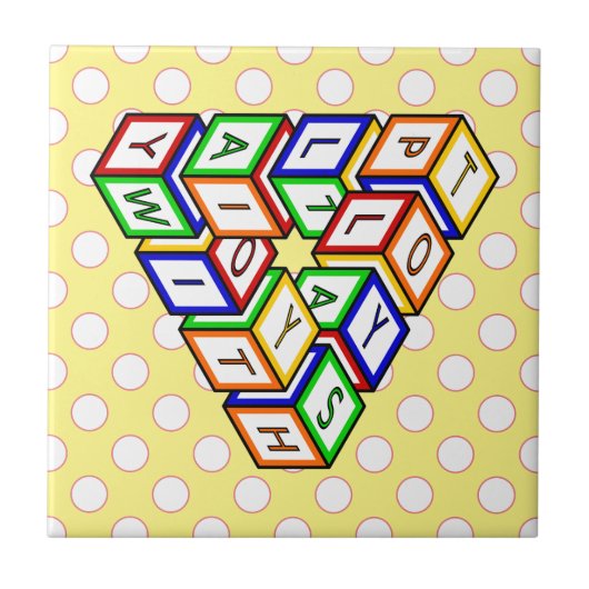 Funny Red Blue Yellow Green Toy Blocks Art Fliese (Vorderseite)