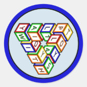 Funny Red Blue Yellow Green Toy Blocks Art Runder Aufkleber (Vorderseite)