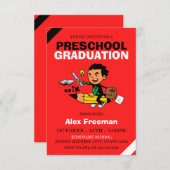 Funny Red Boy Preschool Abschluss Einladung (Vorne/Hinten)