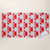 Funny Red Cartoon Crab Beach Pattern Kinderfarben Strandtuch (Vorderseite)