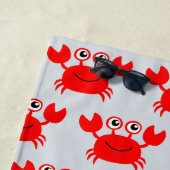 Funny Red Cartoon Crab Beach Pattern Kinderfarben Strandtuch (Beispiel)