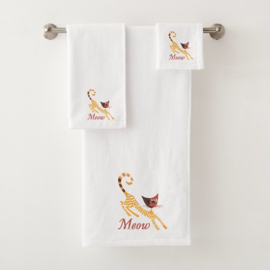 Funny Red Cat Badhandtuch Set (Insitu)
