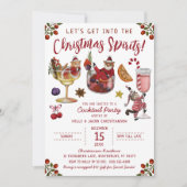 Funny Red Cat Christmas Spirit Cocktail Party Einladung (Vorderseite)