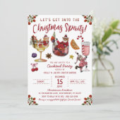Funny Red Cat Christmas Spirit Cocktail Party Einladung (Stehend Vorderseite)