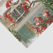 FUNNY RED CHRISTMAS ELVES, HOLLYBERRIES, MISTLETOS SEIDENPAPIER (Detail)