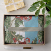 FUNNY RED CHRISTMAS ELVES, HOLLYBERRIES, MISTLETOS SEIDENPAPIER (Geschenk)