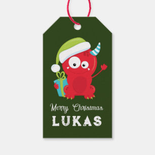 Funny Red Christmas Monster Kids Holiday Geschenkanhänger
