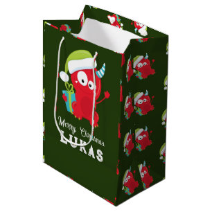 Funny Red Christmas Monster Kids Holiday Mittlere Geschenktüte