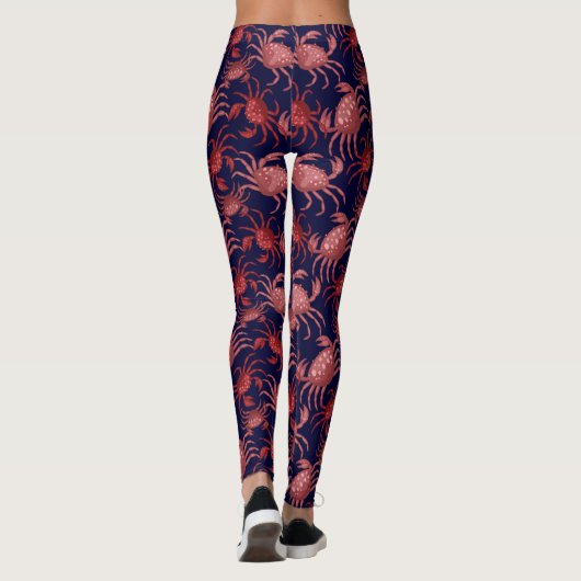 Funny Red Crab, Crawfish Nautic Ocean  Leggings (Rückseite)