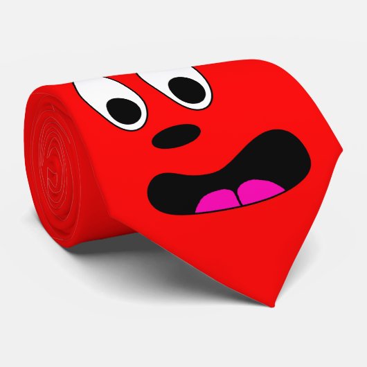 Funny Red Crazy Face Krawatte (Gerollt)