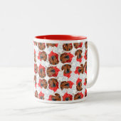 Funny Red Dackel Christmas Pattern Zweifarbige Tasse (VorderseiteRechts)