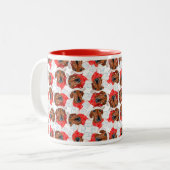 Funny Red Dackel Christmas Pattern Zweifarbige Tasse (Vorderseite Links)