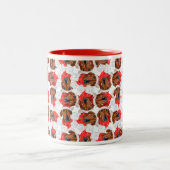 Funny Red Dackel Christmas Pattern Zweifarbige Tasse (Mittel)