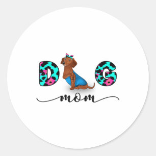Funny Red Dackel Tattoo I Liebe You Dog Mama Leop Runder Aufkleber
