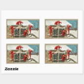 FUNNY RED ELVES UND CHRISTMAS DEKOR MIT ICLES RECHTECKIGER AUFKLEBER (Blatt)