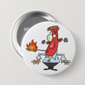 Funny Red Face Man with Thermometer Fever Button (Vorne & Hinten)
