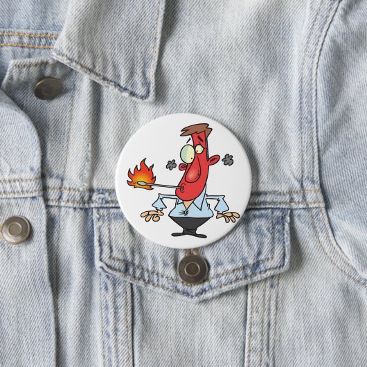 Funny Red Face Man with Thermometer Fever Button (Beispiel)