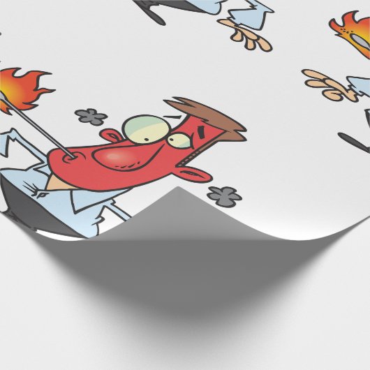 Funny Red Face Man with Thermometer Fever Geschenkpapier (Ecke)