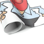 Funny Red Face Man with Thermometer Fever Geschenkpapier (Rolleneckpunkt)