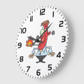 Funny Red Face Man with Thermometer Fever Große Wanduhr (Winkel)