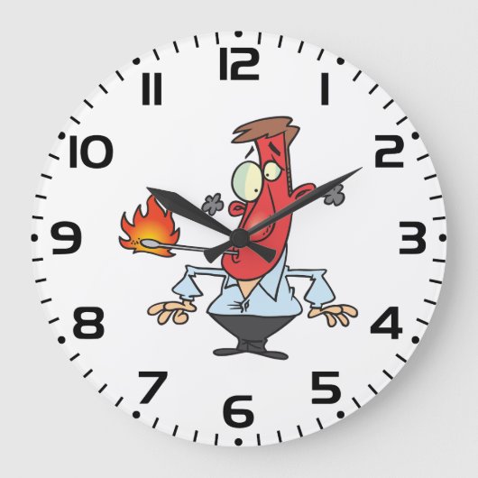 Funny Red Face Man with Thermometer Fever Große Wanduhr (Vorderseite)