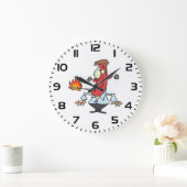 Funny Red Face Man with Thermometer Fever Große Wanduhr (Zuhause)