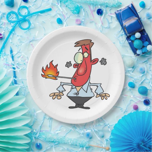 Funny Red Face Man with Thermometer Fever Pappteller (Party)