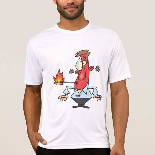 Funny Red Face Man with Thermometer Fever T-Shirt (Vorderseite)