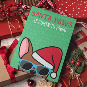 Funny Red Fawn French Bulldog Santa Paws Weihnacht Karte