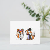 Funny Red Fox Bride und Groom Wedding Art Postkarte (Stehend Vorderseite)