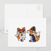 Funny Red Fox Bride und Groom Wedding Art Postkarte (Vorne/Hinten)