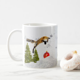 Funny Red Fox Jagen Weihnachtsschmuck im Schnee Kaffeetasse