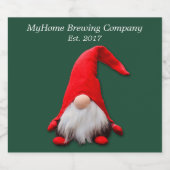 Funny Red Gnome Christmas Bierflaschenetikett (Einzelnes Label)