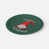 Funny Red Gnome Christmas Pappteller (Schrägansicht)