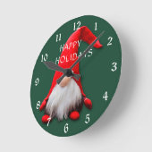 Funny Red Gnome Christmas Runde Wanduhr (Winkel)