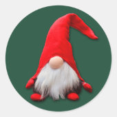 Funny Red Gnome Christmas Runder Aufkleber (Vorderseite)