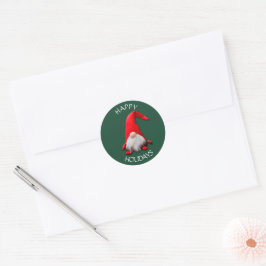 Funny Red Gnome Christmas Runder Aufkleber