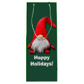 Funny Red Gnome Weihnachtsfeiertag Geschenktüte Für Weinflaschen (Rückseite)