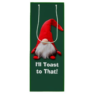 Funny Red Gnome Weihnachtsfeiertag Geschenktüte Für Weinflaschen