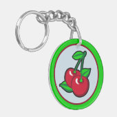 Funny Red Green Black Blue Cherries Frucht Pop Art Schlüsselanhänger (Vorderseite links)